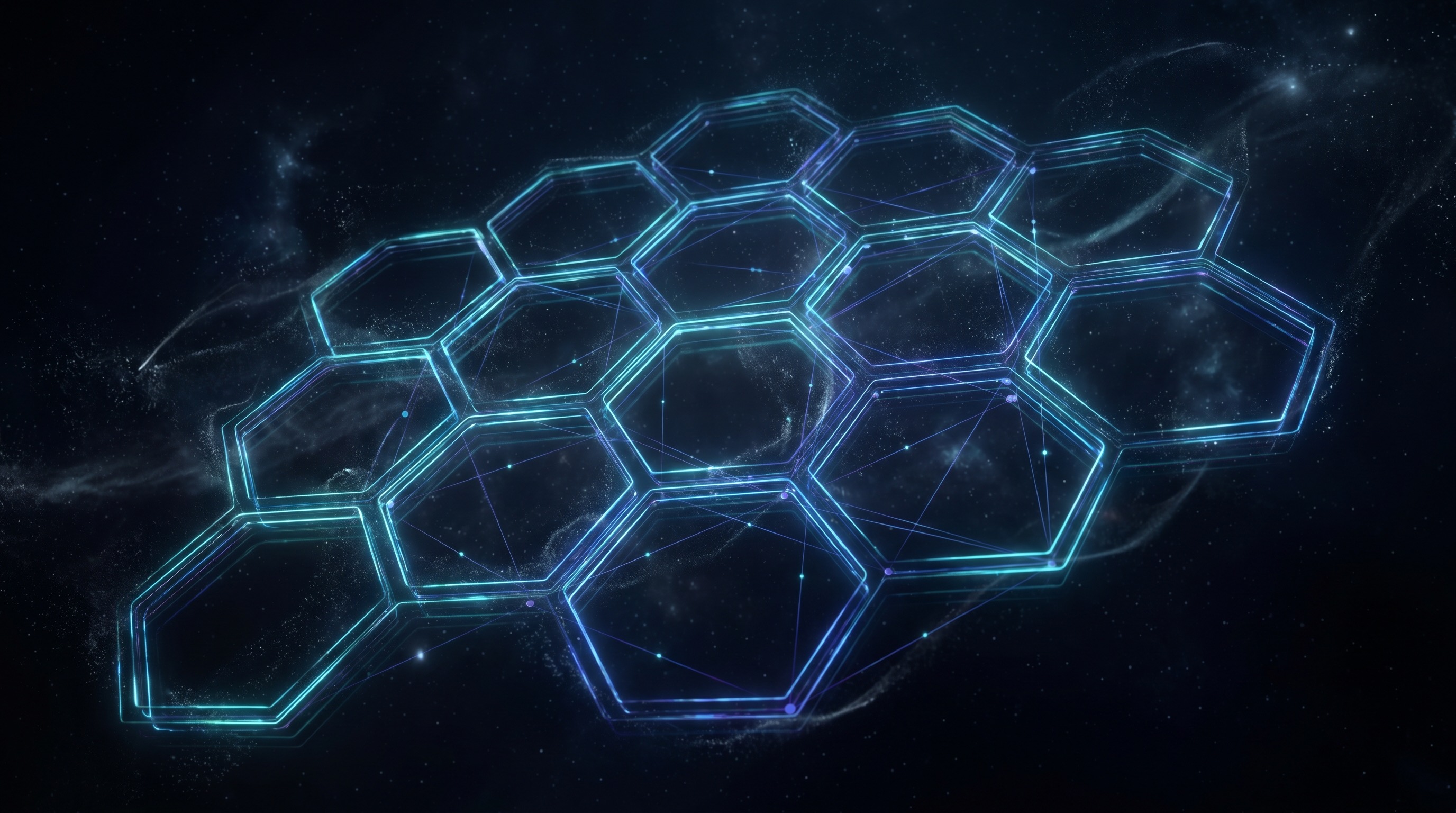 Graphene hexagonal lattice with blockchain visualization